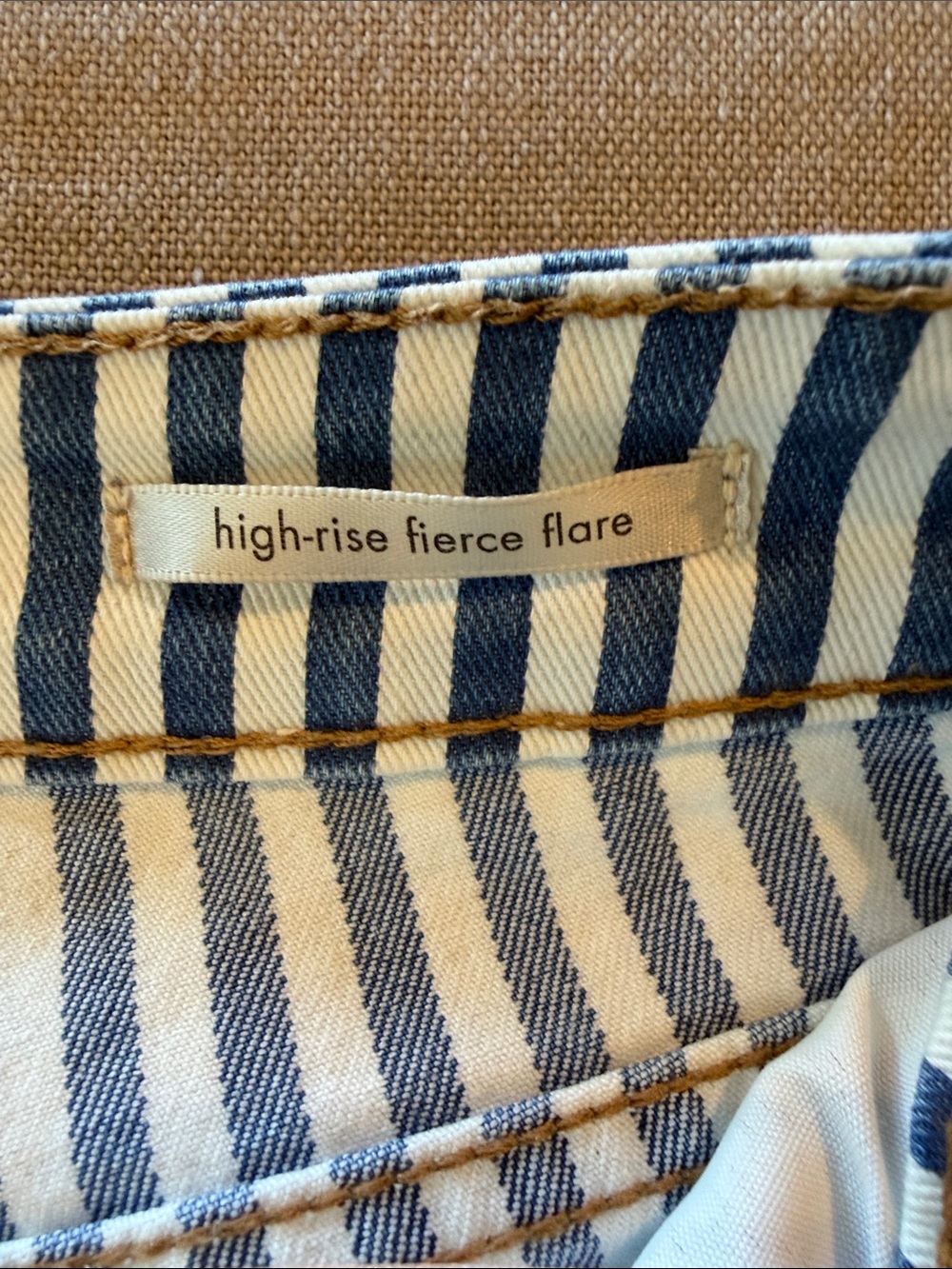 Wrangler Navy and White Vertical Stripe Flare Pants - Picture 3 of 5